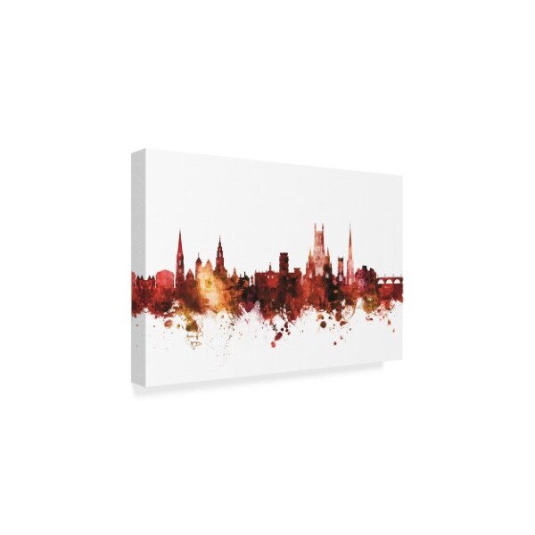 Michael Tompsett 'Worcester England Skyline Red' Canvas Art,12x19